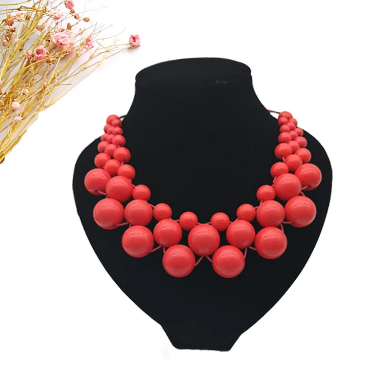 Dandie цветные акриловые бусы ожерелье, модные ювелирные изделия нагрудник ожерелье для женщин ювелирные изделия - Окраска металла: Watermelon red