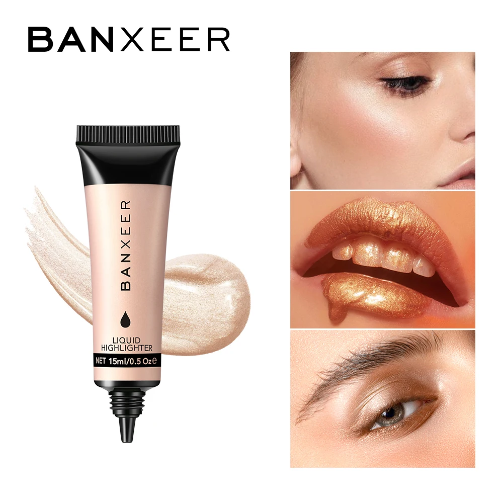 BANXEER жидкий хайлайтер, осветитель для лица, осветитель для макияжа, мерцающий Сияющий жидкий хайлайтер, Осветляющий кожу лица, блеск, косметика