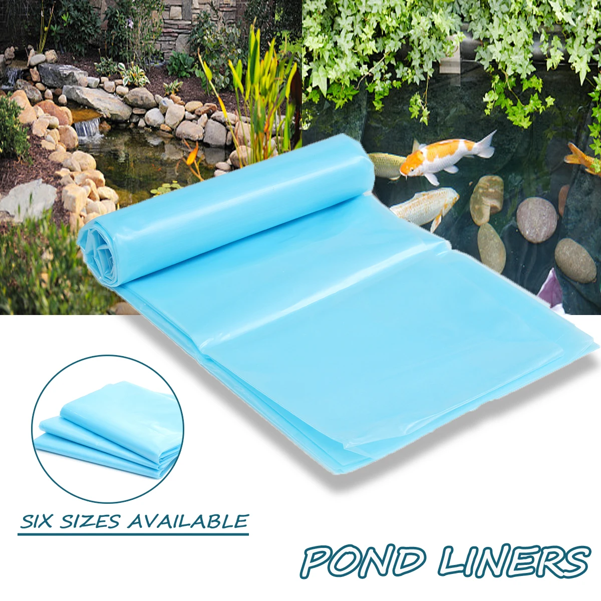 6Sizes Blue HDPE Fish Pond Liner Garden Pools Reinforced HDPE Heavy