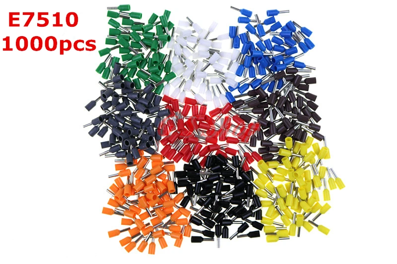 

1000PCS E7510 20 AWG 0.75mm2 bootlace Ferrules for wire Tubular terminal connector VE7510