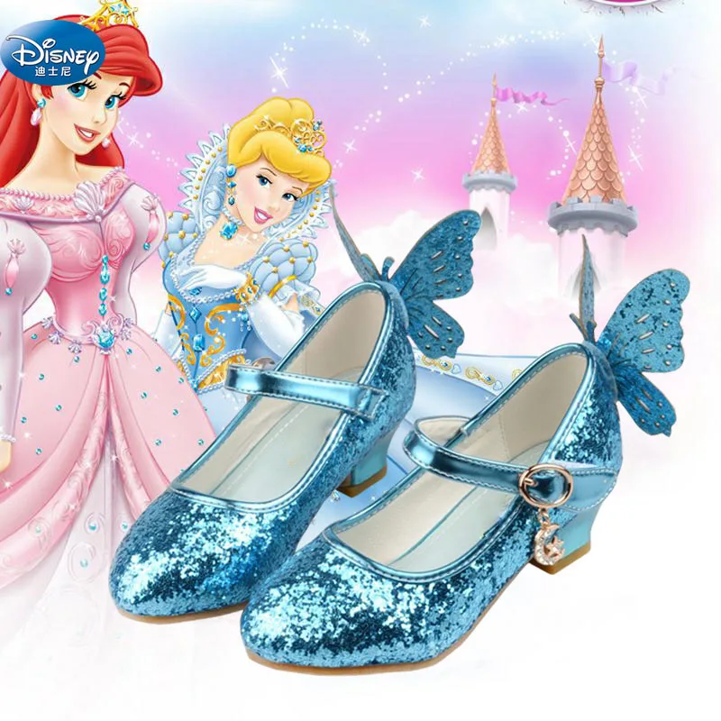 Принцесса девушки дети весна обувь для детей бабочки кожа От 4 до 12 лет производительность кристалл с Обувь на высоком каблуке 27-38