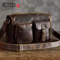 AETOO New Crazy Horse Leather Crossbody Shoulder Bag British Retro Men's Small Postman Bag Influx Men's Casual Messenger Bag