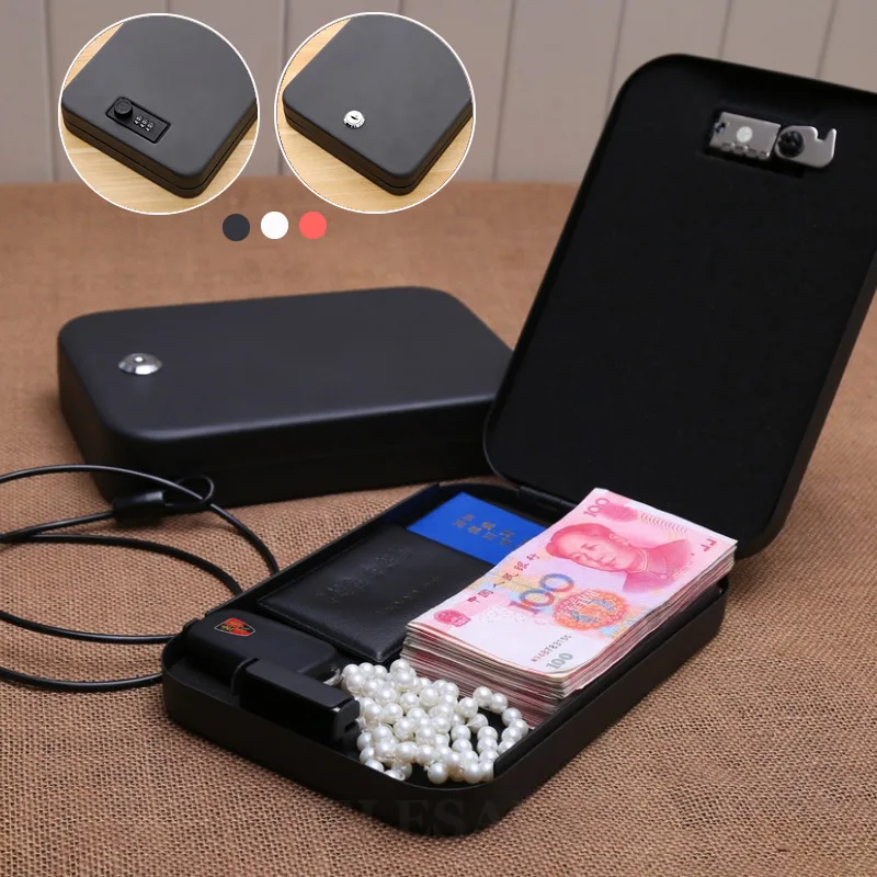 

Portable Car Safe Box Code/Key Lock Cash Jewelry Watch Pistol Safe Security Storage Box Durable Steel Plate 235*160*40 MM