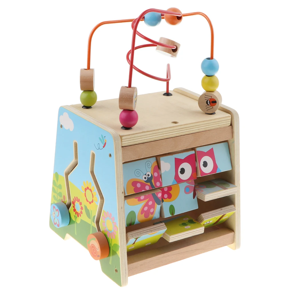 Multifunctional Wooden Box Toy Building Blocks for Jigsaw Matching Puzzles Animal Gear Games Baby Toddler Sensory Developmental