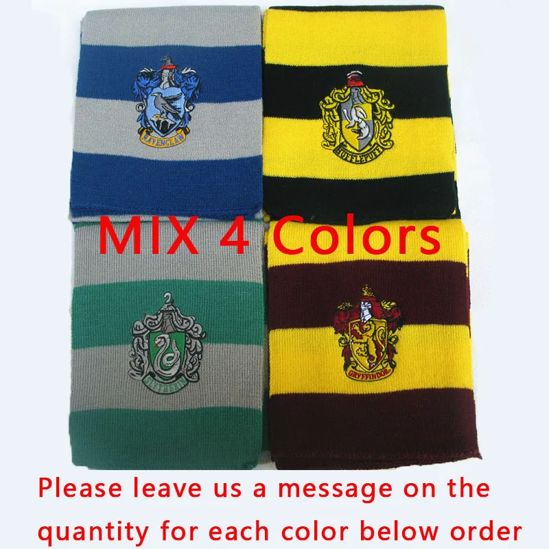 200 шт./лот) зимний унисекс кашемировый шарф Гриффиндор шарф для студентов 4 цвета оптом для Харрис костюм - Цвет: Mix color