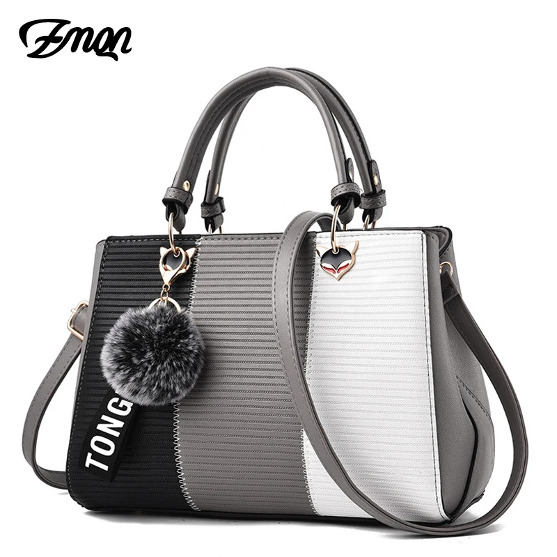 

ZMQN Luxury Bags For Women Handbag 2018 Patchwork Women Bag Leather Designer Handbag New Arrivals HairBall Shoulder Kabelka B705
