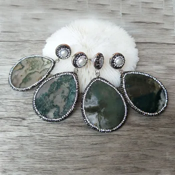 

5pairs Drusy Natural Agat e Dangle earrings, Druzy Pearl Earrings,druzy gem stone earrings, Handmade Jewelry For Women ER243