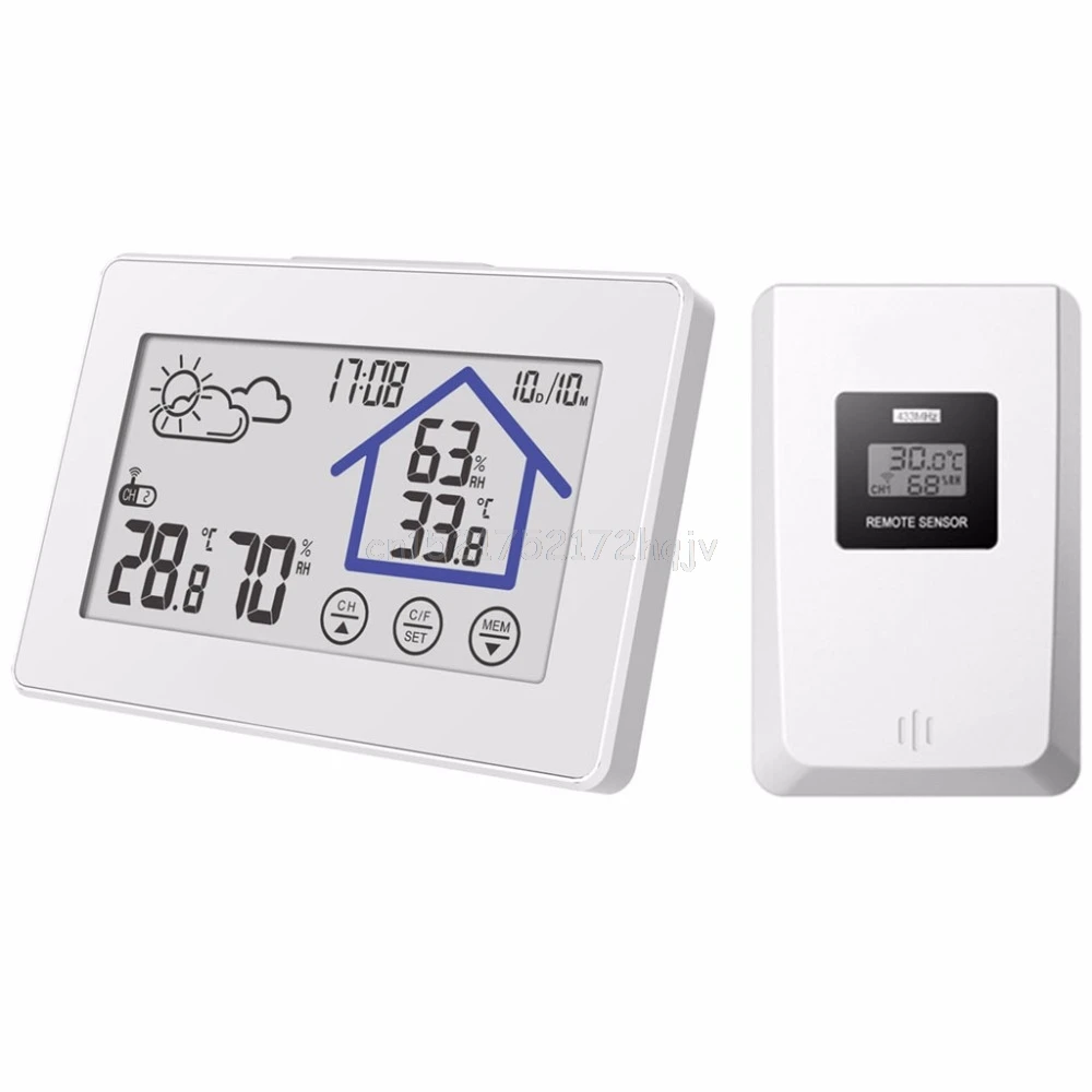 

Wireless Thermometer Humidity Forecast Sensor Touch Screen Weather Station Clock Digital Temperature O10 dropship