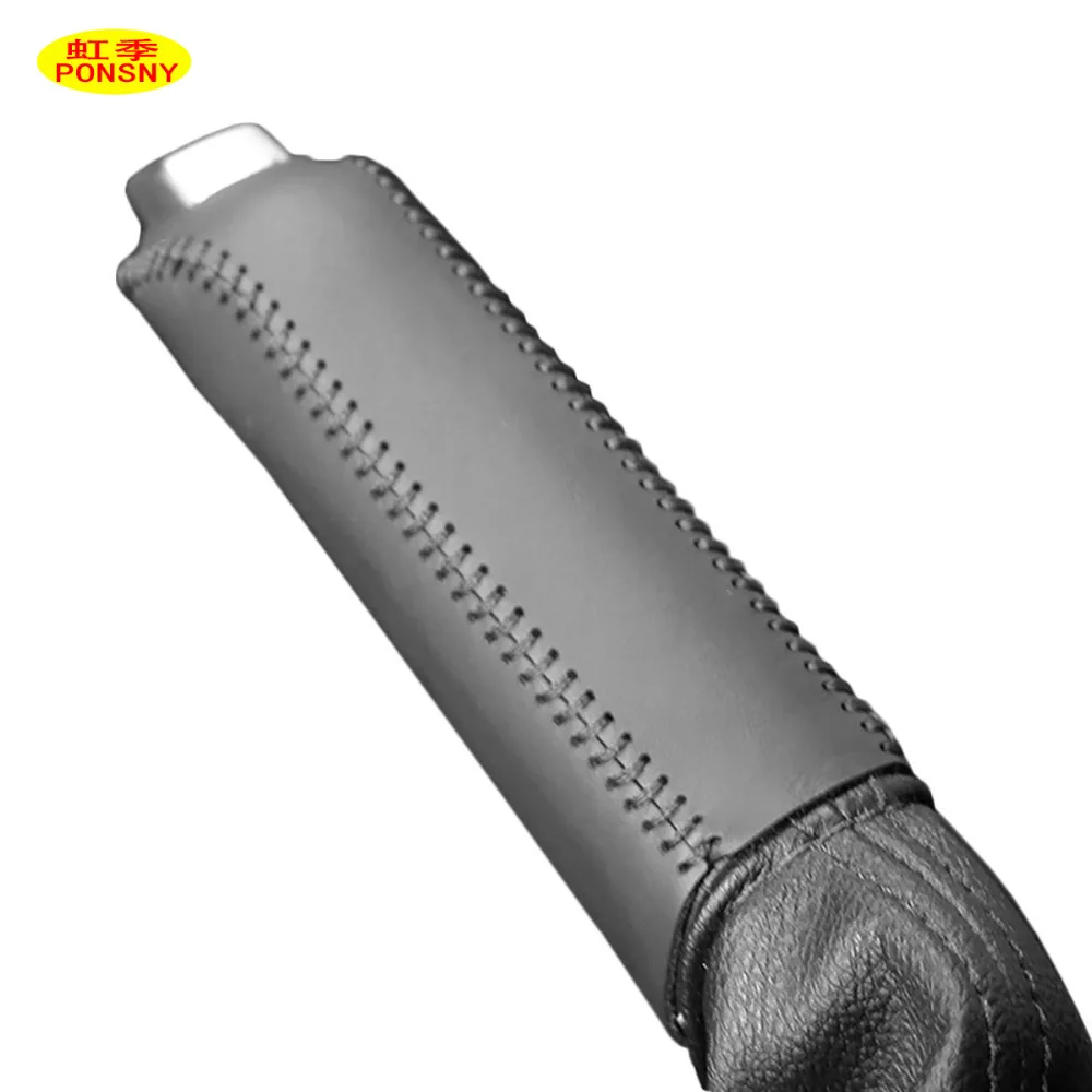 PONSNY Car Handbrake Covers Case for Ford Fiesta 2009-2013 Auto Handbrake Genuine Leather Grips Cover