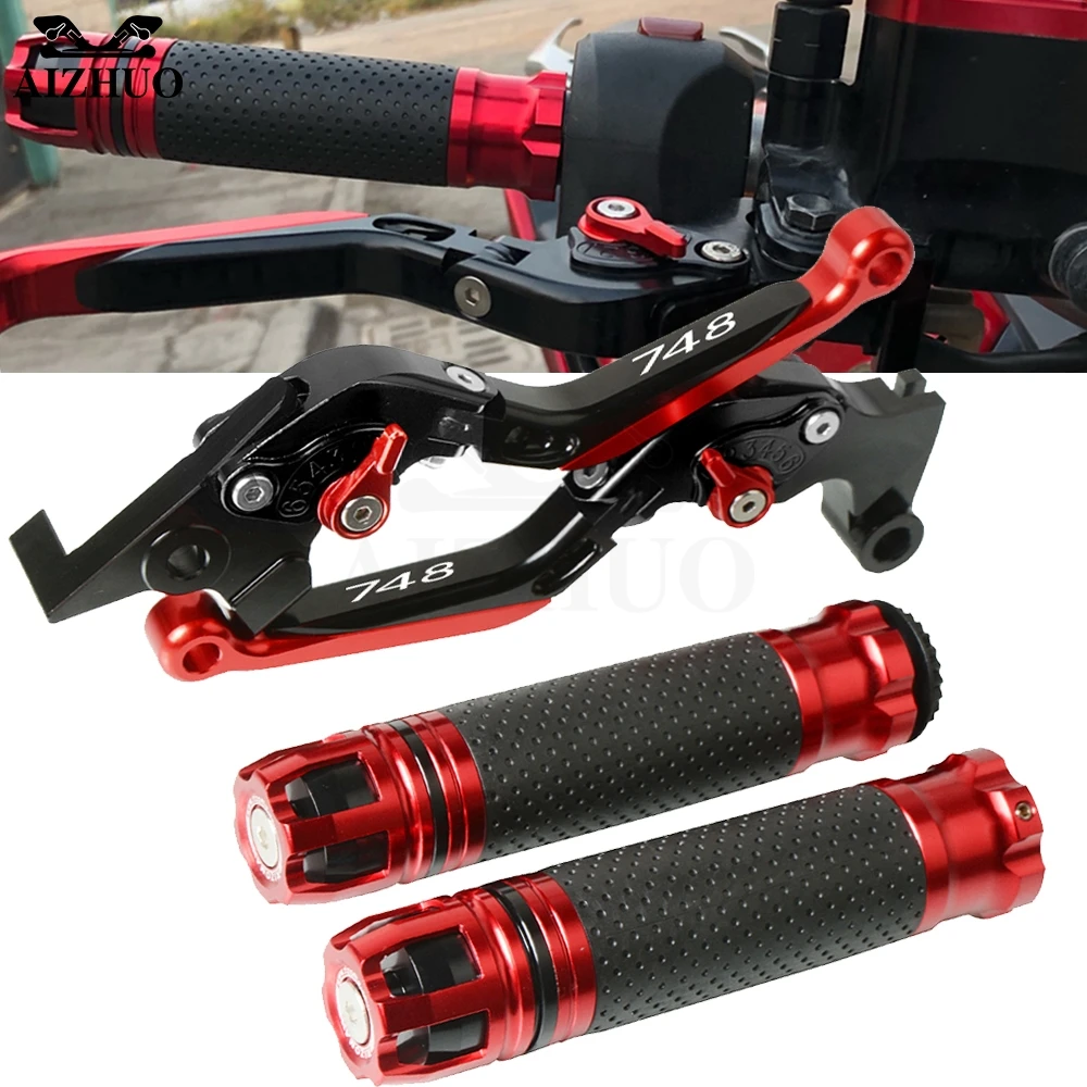 

Motorcycle Accessories Brake Clutch Lever Extendable+Hand Grips Handlebar For DUCATI 748 UP TO 1998 1997 1996 1995 1994