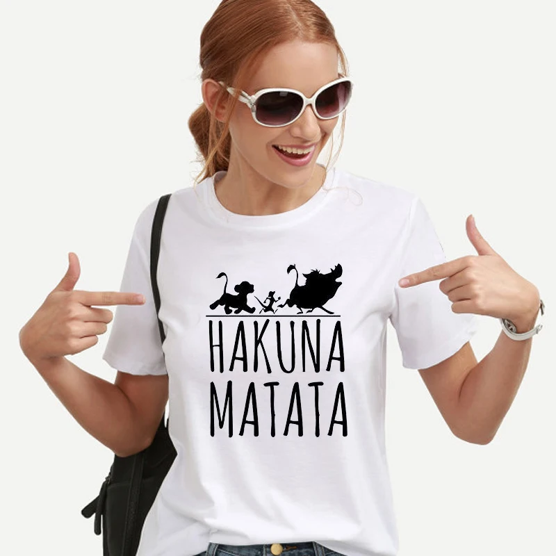 Хакуна матата леттера делла стэмпа футболка Homme Donne di Estate футболка Manica corta Плюс Размер Женская Повседневная