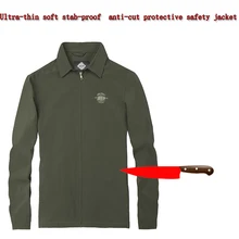Stab-resistente anti-corte macio discrição jaqueta dos homens, longo-sleeved armadura flexível militar tático de segurança vestuário de protecção Novo