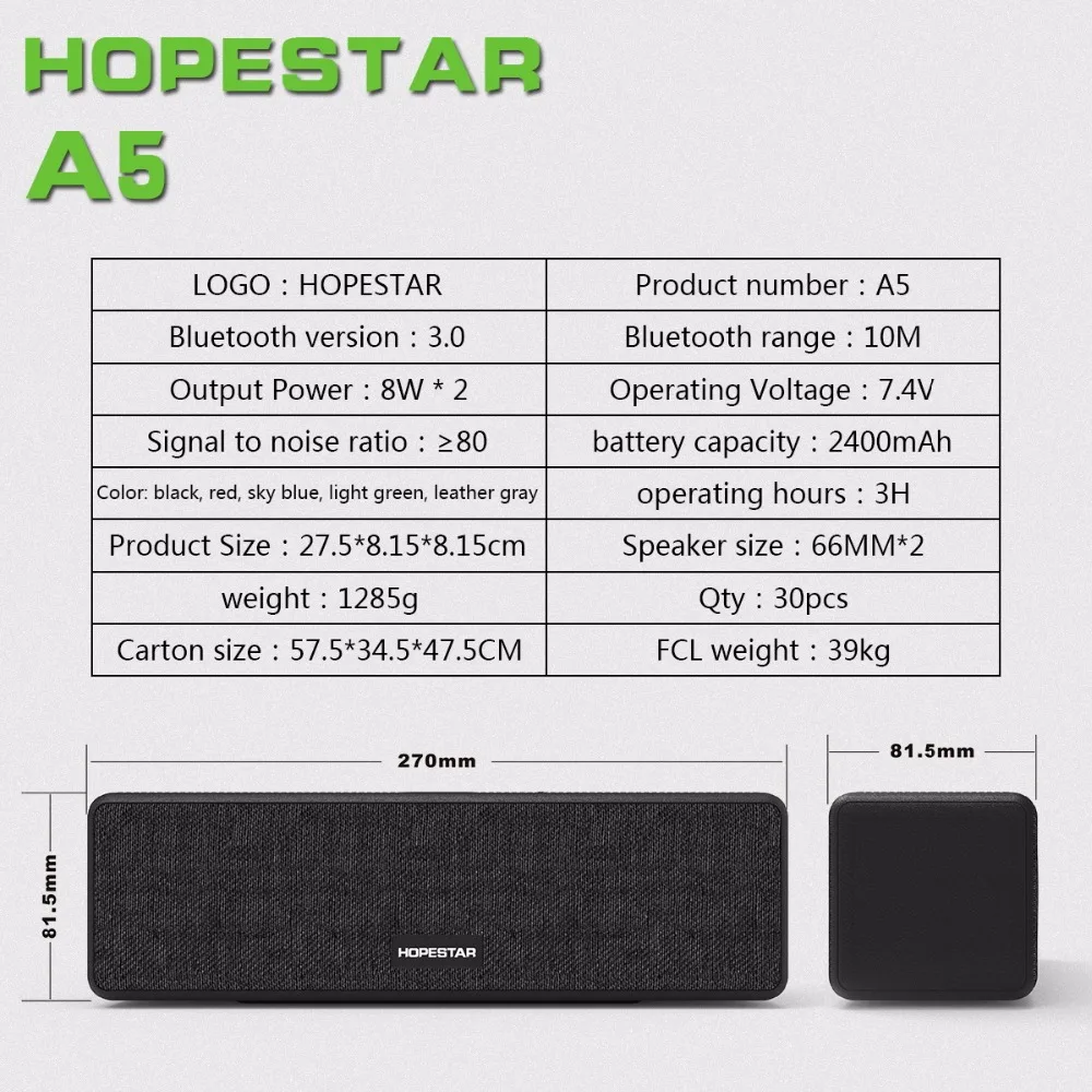 HOPESTAR A5 EStgoSZ HiFi беспроводной Bluetooth динамик Водонепроницаемый Открытый бас эффект домашний кинотеатр power Bank функция NFC TF карта