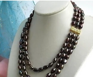 

FREE SHIPPING>>>@@ > 08148 3ROW BLACK BAROQUE FW CULTURED PEARL NECKLACE