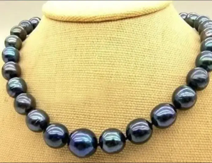 

2016 NEW HOT SELL REAL AAA+ 10-11MM TAHITIAN BLACK PEARL NECKLACE 18INCHES 14K