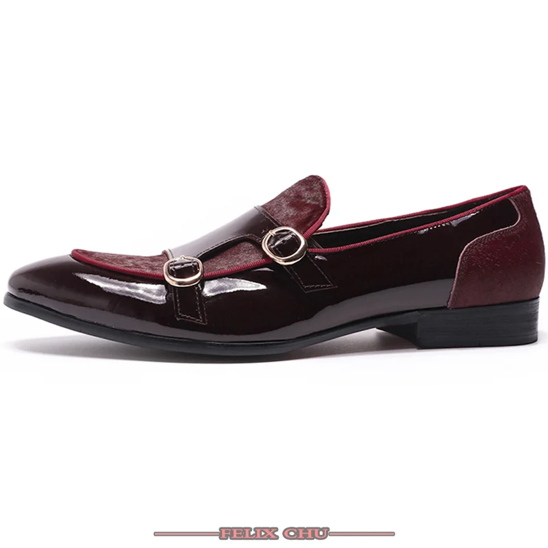 Итальянская модная мужская повседневная обувь; кожаная офисная обувь; Цвет черный, красный; лоферы с двойным ремешком; мужские повседневные Свадебные модельные туфли