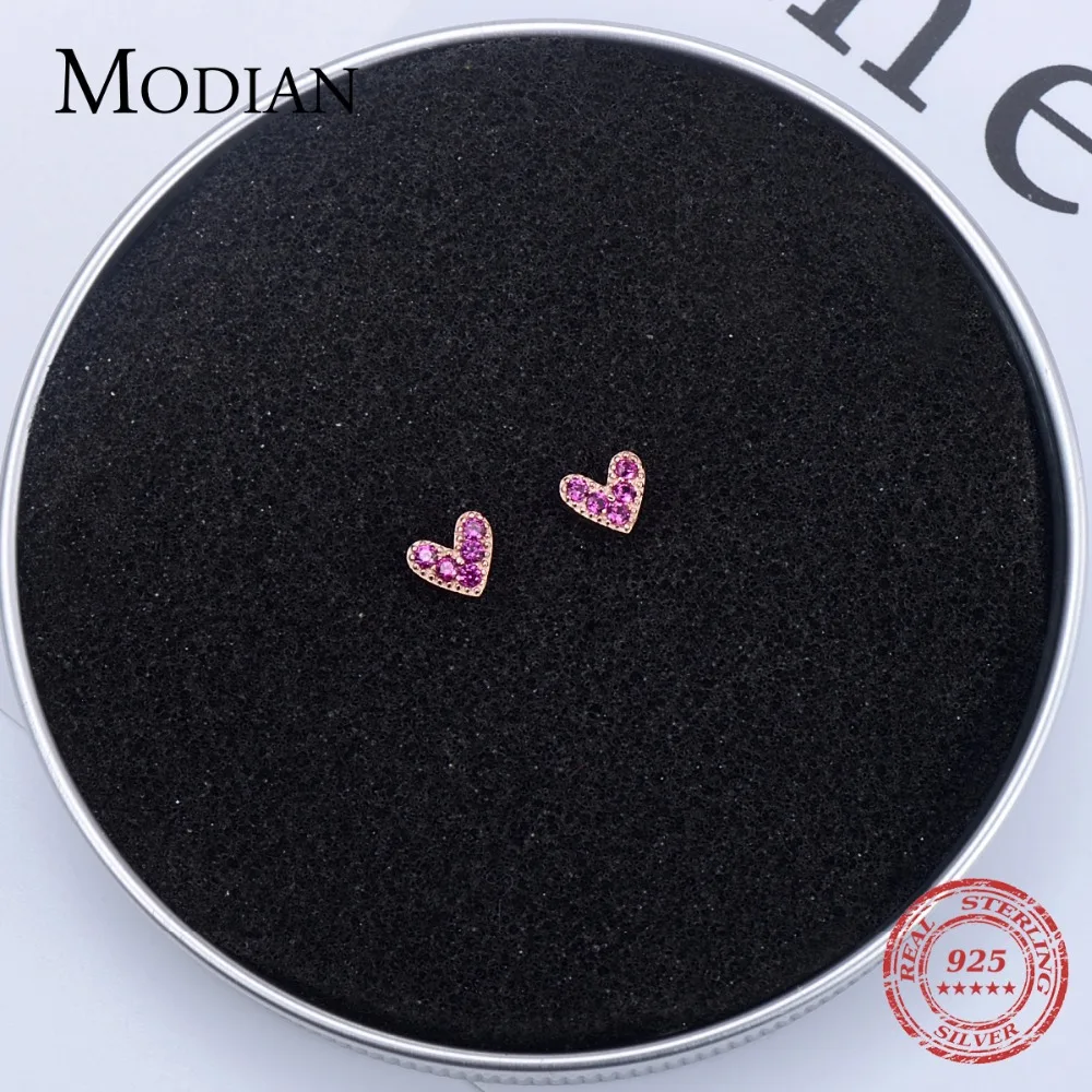Modian натуральная 925 серебро сердца модное розовое золото Цвет Розовый CZ простые