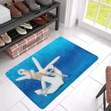 Белый якорь и звезды в морском Indoor половик у двери подкладкой Нескользящие дверной коврик Входные Коврики Home Decor