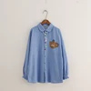mori girl 2022 spring Colorful buttons peter pan collar long sleeve Brushed cotton shirt blouse ► Photo 2/5
