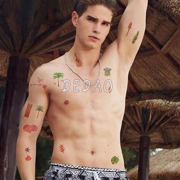 

Waterproof Temporary Tatoo Sticker Summer Beach Coconut Tree Fake Tattoo Tatouage Flash Tatto Holiday Tattoos For Girl Women Men