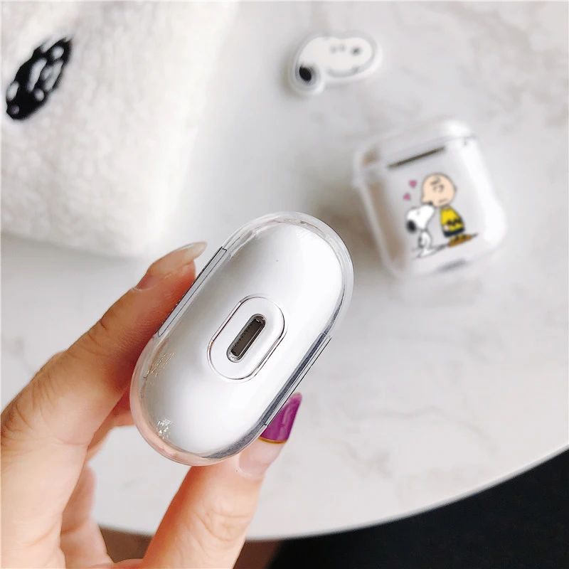 Headphones Case For Airpods Cute Transparent Hard PC Earphone Case For Airpod Cover Air Pods Cartoon Protector Charging Box Skin