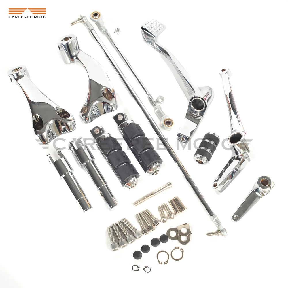Chrome Motorcycle Forward Controls Kit Shift Lever Linkage Moto Foot
