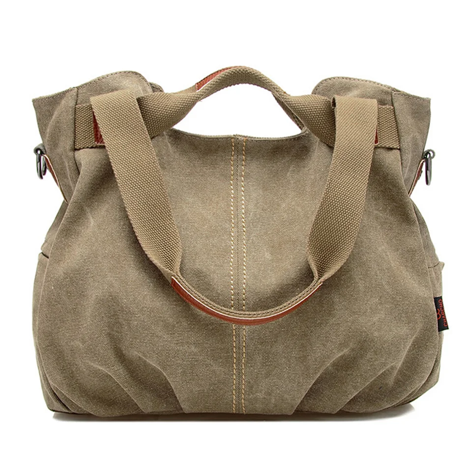 

Women's Casual Large Capacity Handbags Vintage Canvas Shoulder Bags Fashion Trend Totes Female Ladies Solid Bag HQB2022