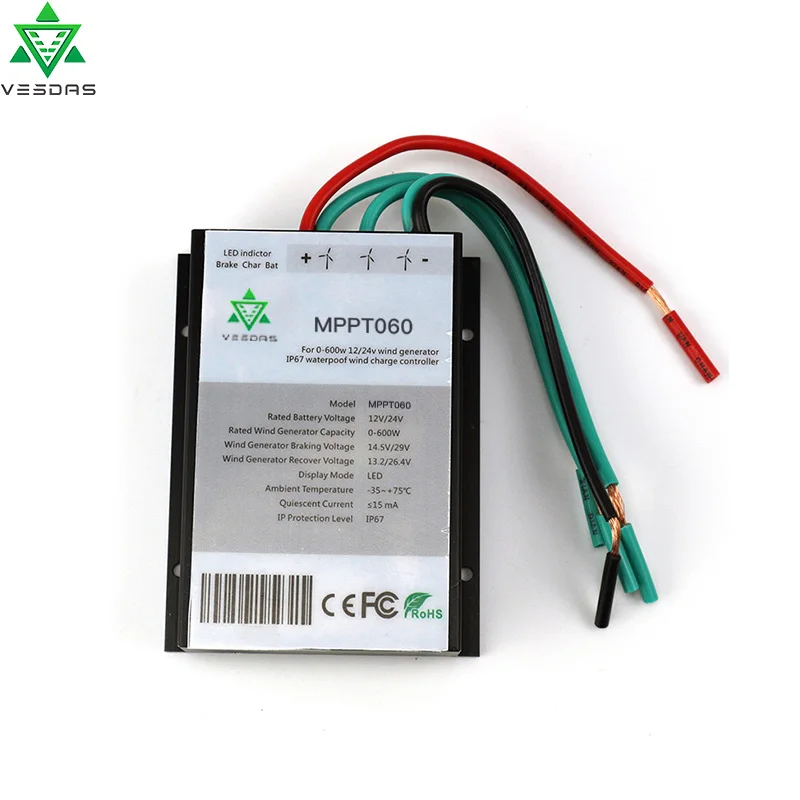 

MPPT 0-600W 12V or 24V Auto IP67 Waterproof Wind Turbine Generator Charge Controller