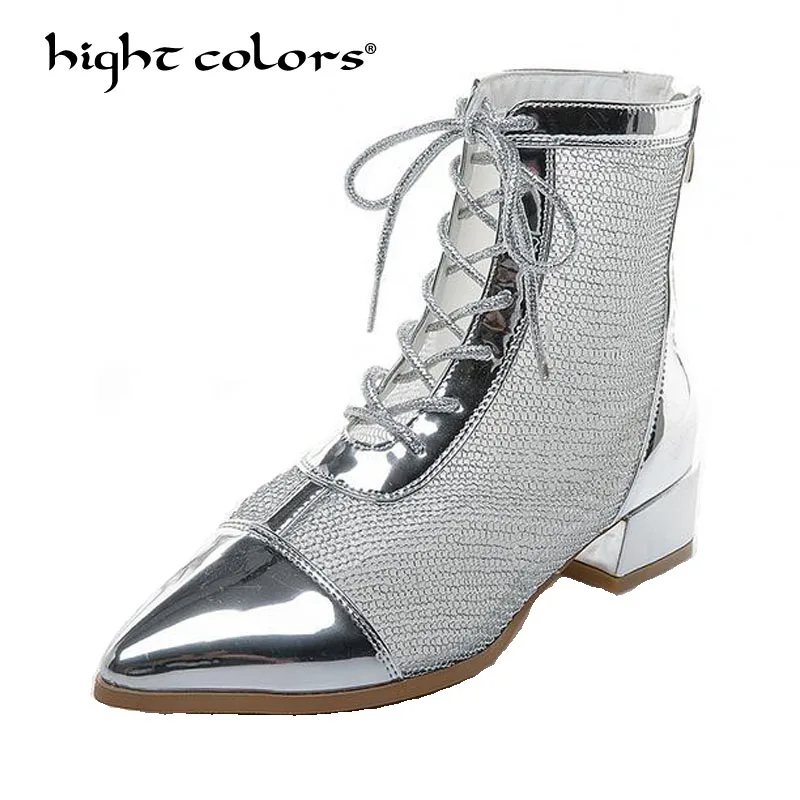 

Summer Lace Up Gladiator Sandals Women Casual Mesh High Heels Sandals Pointed Toe Boots Women Fashion Party Shoes Woman 7391
