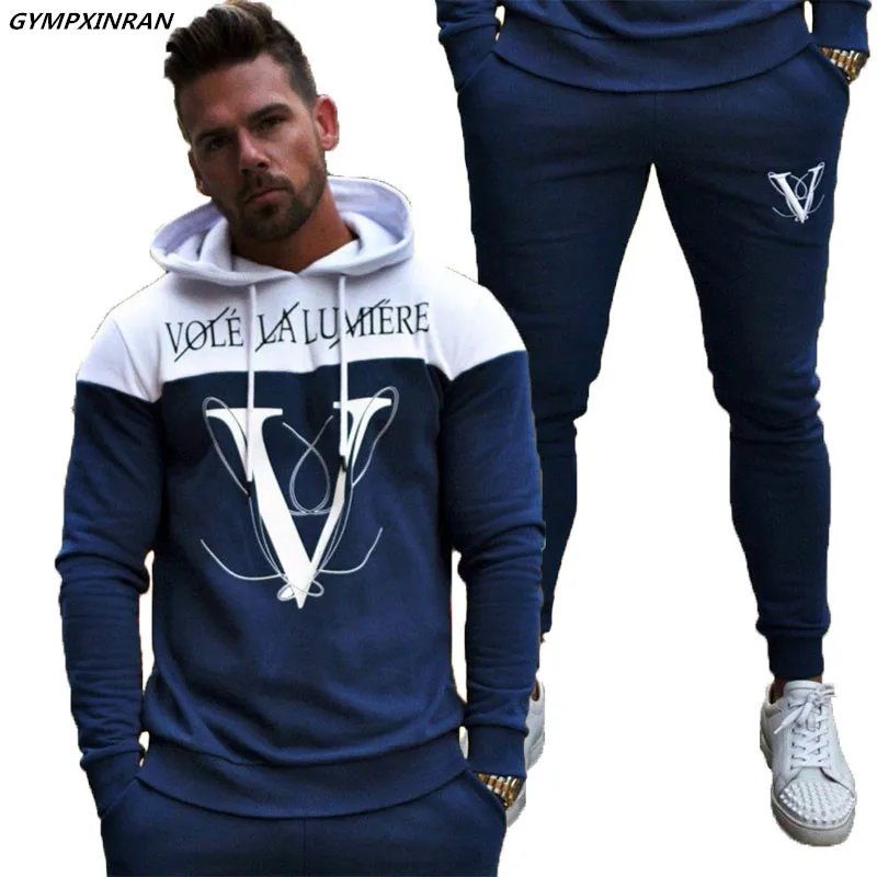 

GYMPXINRAN Sets tracksuit men sports suit chandal hombre survetement homme trainingspak mannen tuta uomo mens fashion tracksuit