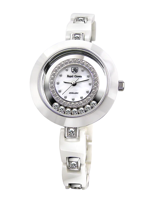 

Royal Crown Jewelry Watch 6413MC Italy brand Diamond Japan MIYOTA Ceramic happy New Year Luxury Rhinestones Girl's Gift