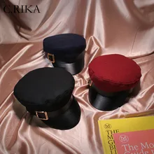 Военная шляпа Кепки s берет Зима Шапки для Для женщин Для мужчин искусственная кожа краев шерстяной вязаный Кепки черный кости Женский Винтаж gorra Militar