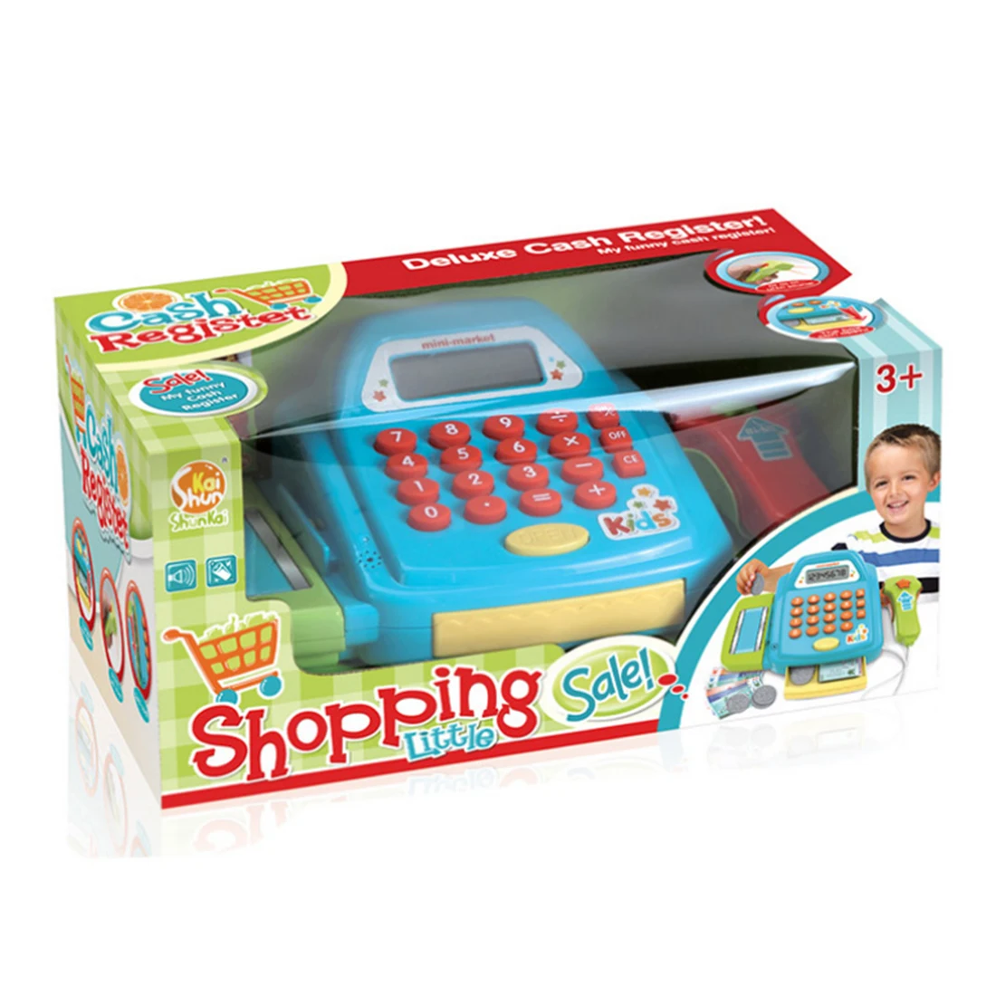 مضحك مسرحية أثاث لعبة مجموعة ماكينة تسجيل المدفوعات النقدية الصراف الأطفال المبكر للأطفال ألعاب تعليمية للبنين بنات-الوردي الأزرق