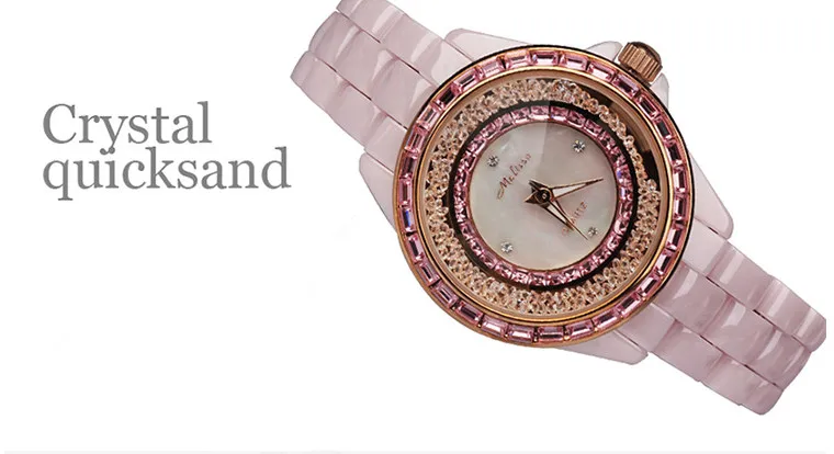 Бренд MELISSA, элегантные часы с керамическим браслетом, популярные движущиеся кристаллы, наручные часы, японские кварцевые аналоговые часы Reloj Relogio MG333