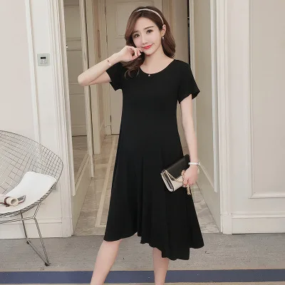 New Modal Pregnant Women Dress Clothes for Maternity Short Sleeve O-neck Dress Vestidos Clothes Pregnancy Clothing Plus Size