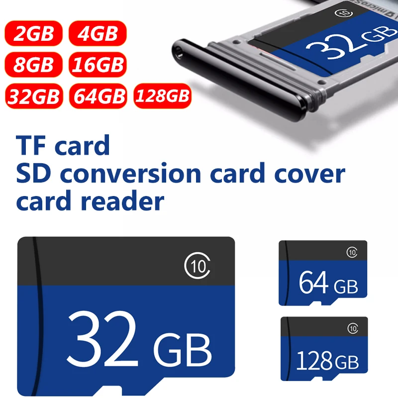 High-Speed 2G/4G/8G/16G/32G/64G/128G Class 10 Memory TF Card for Smart Phones Tablet Photos Capacity with Card Reader Durable