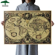 Mapa del mundo Retro DLKKLB, póster de mapa del Océano náutico, Papel kraft clásico, pegatina de gráfico de pared, decoración del hogar antigua, mapa del mundo de tamaño grande