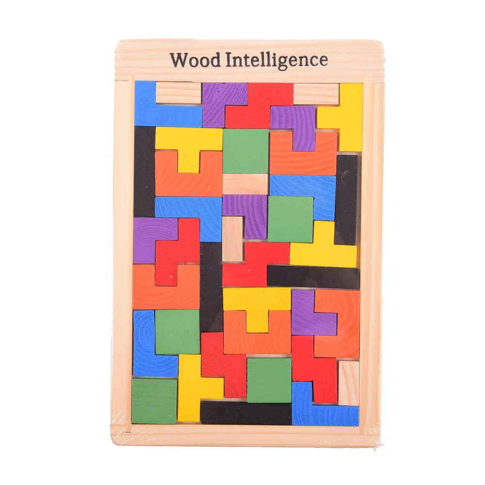 

Charm Chic Wooden Colorful Soft Tangram Brain Teaser Puzzle Tetris Game educational Kid Toy Children Puzzle Russia Box Early Chi