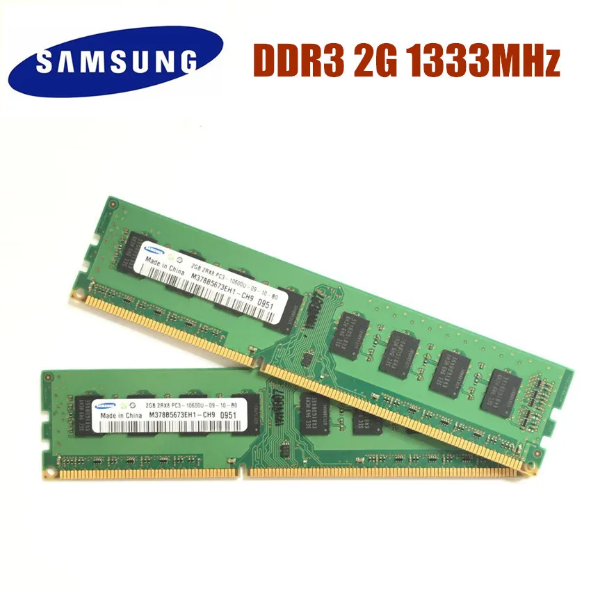 Samsung Desktop памяти DDR3 4 Гб(2 GB X 2 PCS) 1R/2RX8 PC3 10600U DDR3 4G 2G 1333 МГц Настольный ПК Оперативная память 240pin