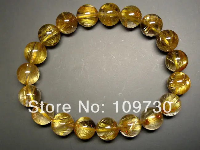 

00655 10.5-11mm AAA Natural Titanium Golden Rutilated Quartz Bracelet