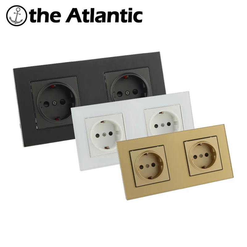 Розетка с двойным стеклом из закаленного стекла 110 250 В|eu socket plug|socket powersocket wall |