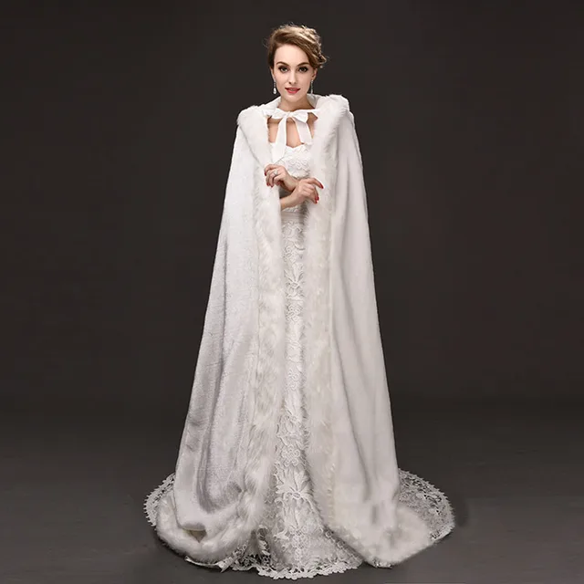 Disc New Arrival Elegant Bridal Cloaks Warm Bridal Cape Winter Fur Coat Women Wedding Bolero Jacket Wedding Coat In Stock 