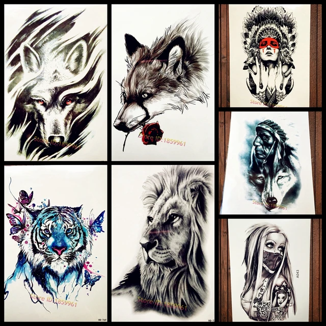tribal wind wolf temporary tattoo stickers for women men body art tribal wind wolf temporary tattoo stickers for women men body art