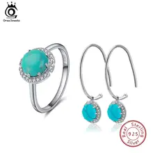 ORSA JEWELS 925 пробы Серебряный женский ювелирный набор, натуральные кольца+ серьги-капли, полудрагоценный камень, подарок на свадьбу, вечеринку, OSS31