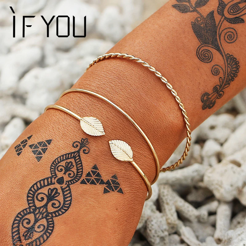 

IF YOU 3Pcs/Set Arrow Round Bracelets&Bangles For Women Fashion Alloy Gold Color Crystal Multilayer Bracelets Jewelry Gifts