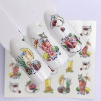 

1 Sheet Summer Series Nail Water Decals Flower Fruit Pattern Tranfer Sticker Flamingo Pineapple Mermaid Nail Art Decoration