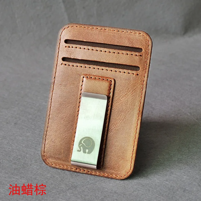 Brown A Минималистичный кошелек, кредитный держатель для карт, натуральная кожа, Бизнес ID держатель для карт, органайзер, значок, порте карт, тонкий кошелек - Цвет: Brown A