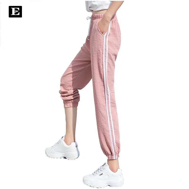 Double Striped Jogger Haren Pants Long Leisure Pants Women Bottoms Summer Spring Female Clothes