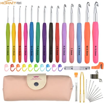 

KOKNIT 39pcs/set Crochet Hooks Set Big Size 8.0 9.0 10.0mm Mix 14pcs Crochet Needles Yarn Weave Knitting Needles Set With Bag