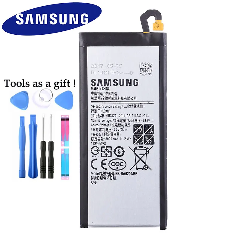 

SAMSUNG Original Replacement Battery EB-BA520ABE For Samsung GALAXY A5 2017 A520 SM-A520F 2017 Edition A520F 3000mAh Authentic